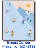 Skiing charity holiday Card supporting Breast Cancer Prevention Partners