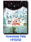 Cats on Ice charity holiday card supporting homeless pets