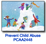Snow Fort Castle charity Christmas card supporting Prevent Child Abuse America
