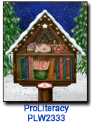 Little Free Library charity Christmas card supporting ProLiteracy.