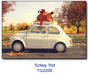 Turkey Trot Thanksgiving card supporting Feeding America