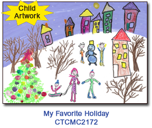 My Favorite Holiday charity holiday card supporting Connecticut Children's enter